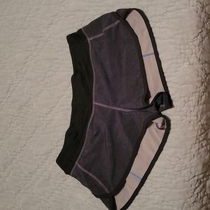 Lululemon speed up shorts, size 6, grey with black and blue accents